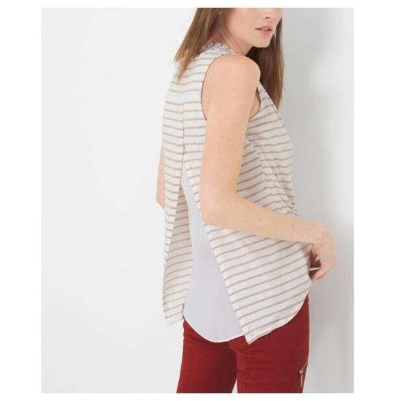 WHBM Stripe Surplice Overlay Top - Picture 2 of 3